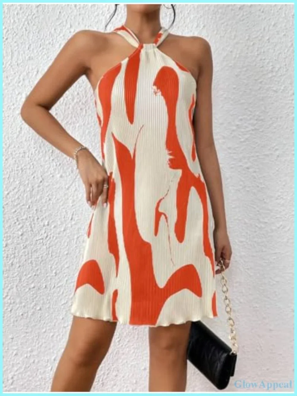 Halter Neck Sleeveless Sheath Mini Dress Pleated Casual Summer - Picture 5 of 6